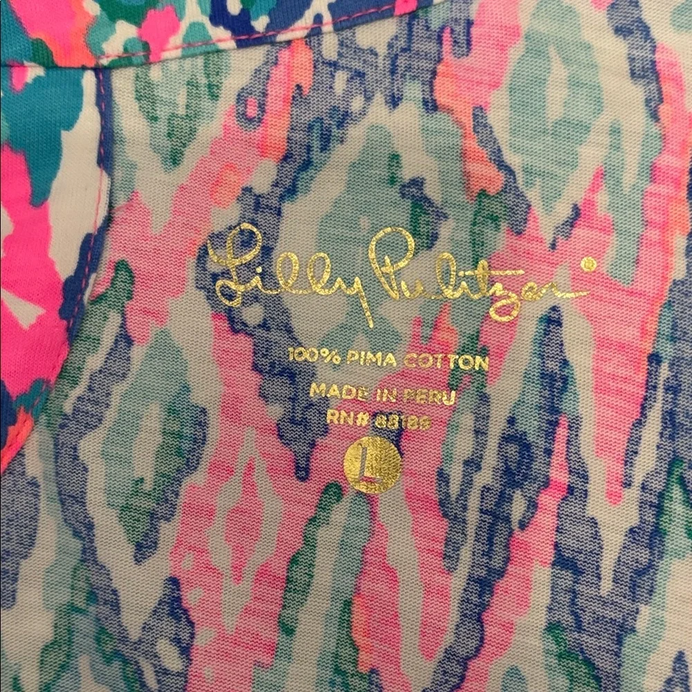 Lilly Pulitzer Pink & Blue Floral Shift Dress SZ L - Picture 5 of 6